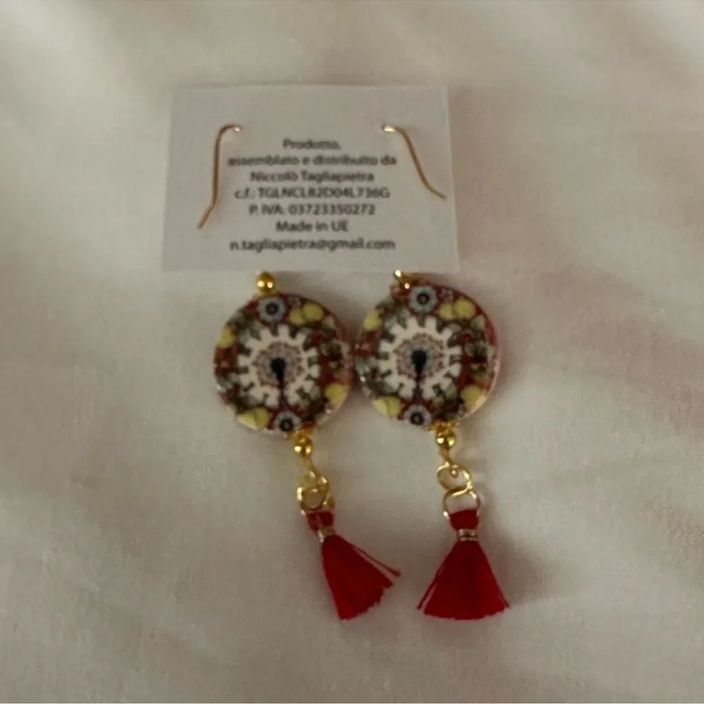 Dolce Vita x Anthro Rounded Roman Numeral Coral Clock Art Tassel Earrings
